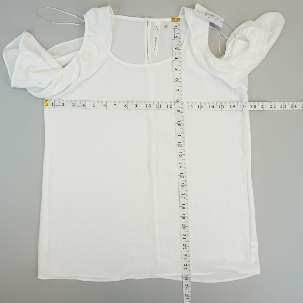 NY Collection Ruffle Cold Shoulder Blouse Top - Picture 7 of 8